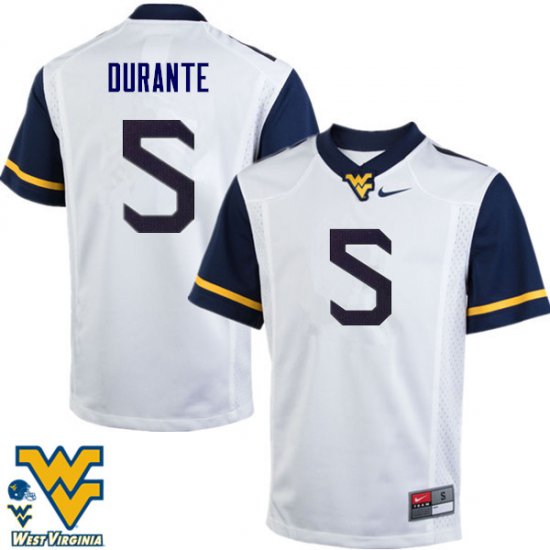 Men's West Virginia Mountaineers NCAA #5 Jovon Durante White Authentic Nike Stitched College Football Jersey SG15Q25AL